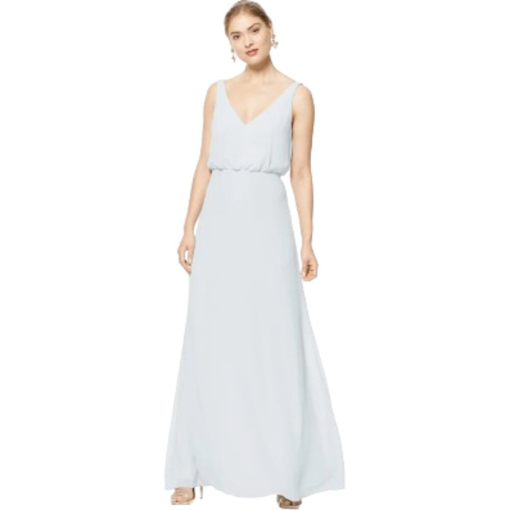 Bill LEVKOFF Chiffon V-neck Bridesmaid Dress Style 7100 Color Mist Blue …